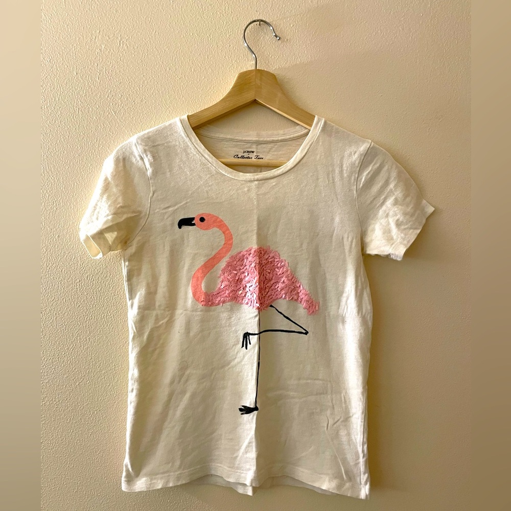 rare sequin flamingo j. crew collector tee
